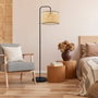Opviq Lámpara de Suelo de Ratán AYD-3269 Crema y Negro